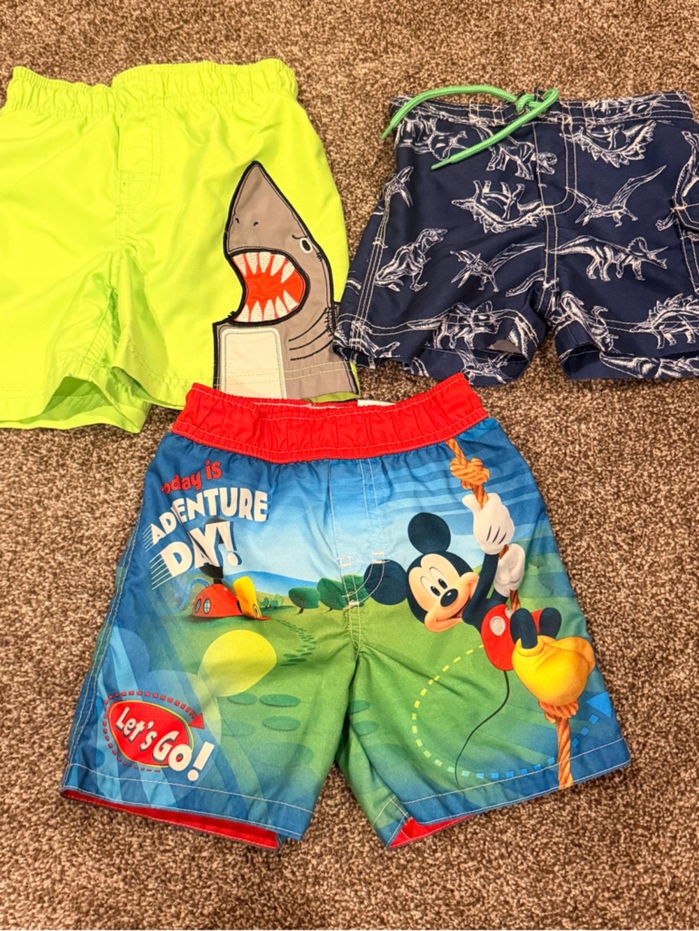 3 pair 18m swim trunks Mickey Mouse Dinosaurs Shark